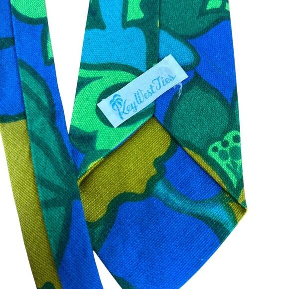 Key West Ties Mens Blue Green Vintage Neck Tie Necktie Floral 3.5" x 60" - Picture 8 of 8